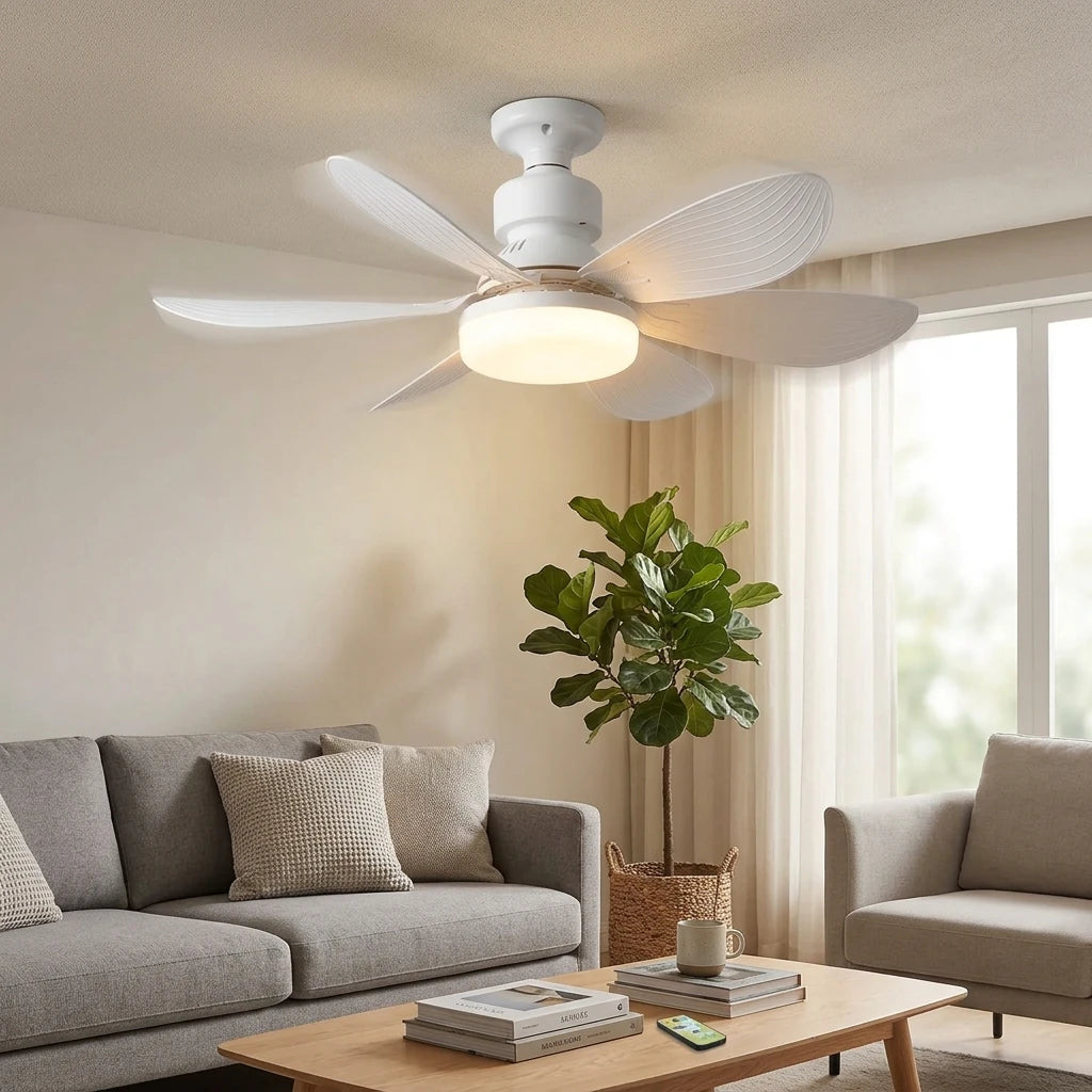 LED Ceiling Fan Light with Remote Control, Dimmable Ceiling Lamp for Bedroom & Living Room