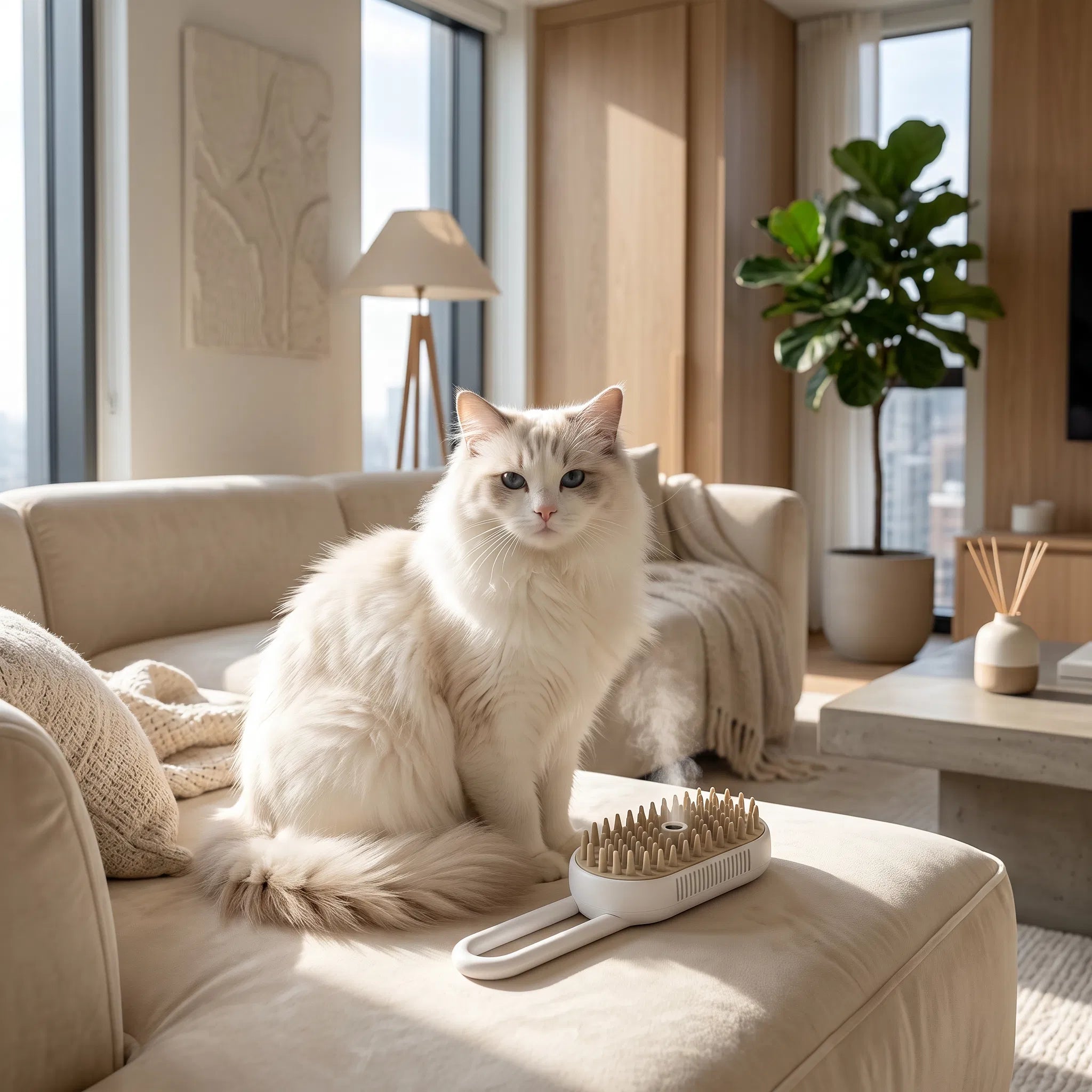 The Pawsitive Steam Brush: Luxury Pet Grooming & Massage for a Silky, Healthy Coat